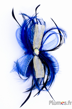 Bijou Coq - sur pince - bleu-nuit avec crin